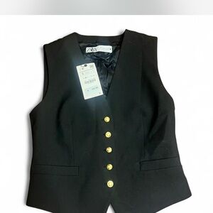 Zara Black Vest with Gold Accents